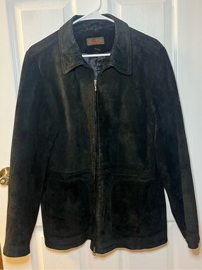 Vintage Danier Black Genuine Suede Leather Jacket XL 90s Y2K Zip Coat